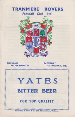 Tranmere Rovers v Chelsea Match Programme 1963-01-05